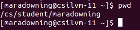 Screenshot of running pwd on CSIL