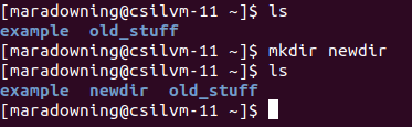 Screenshot of running mkdir on CSIL