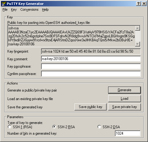 putty ssh key